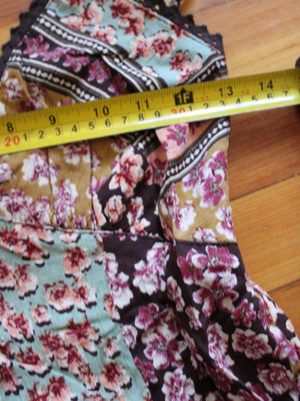 Angie Floral Patchwork Maxi Dress in Pink, Mustard, Mint - Picture 5 of 7